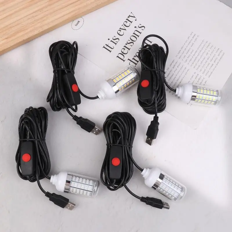 1 قطعة 5 فولت USB LED مصباح الصيد IP68 صياد السمك مصباح يجذب الجمبري الحبار كريل 4 ألوان تحت الماء إغراء الإضاءة لصيد الأسماك #4