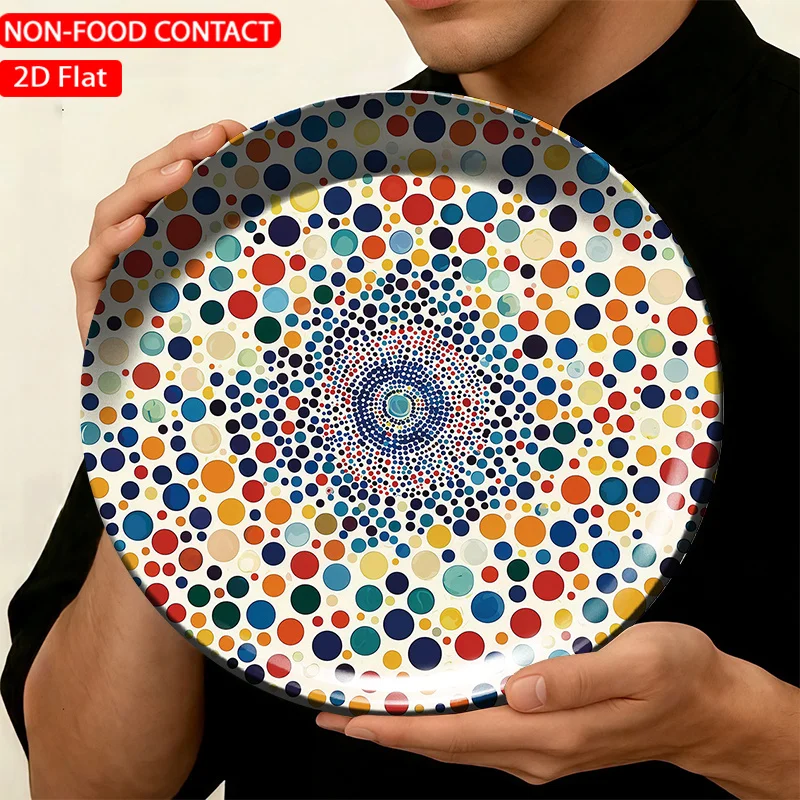 1pc FORJN Modern Ceramic Decorative Plate - Round Dot Wall Plate Suitable, Living Room,, Non-Food Contact Plate for Dining