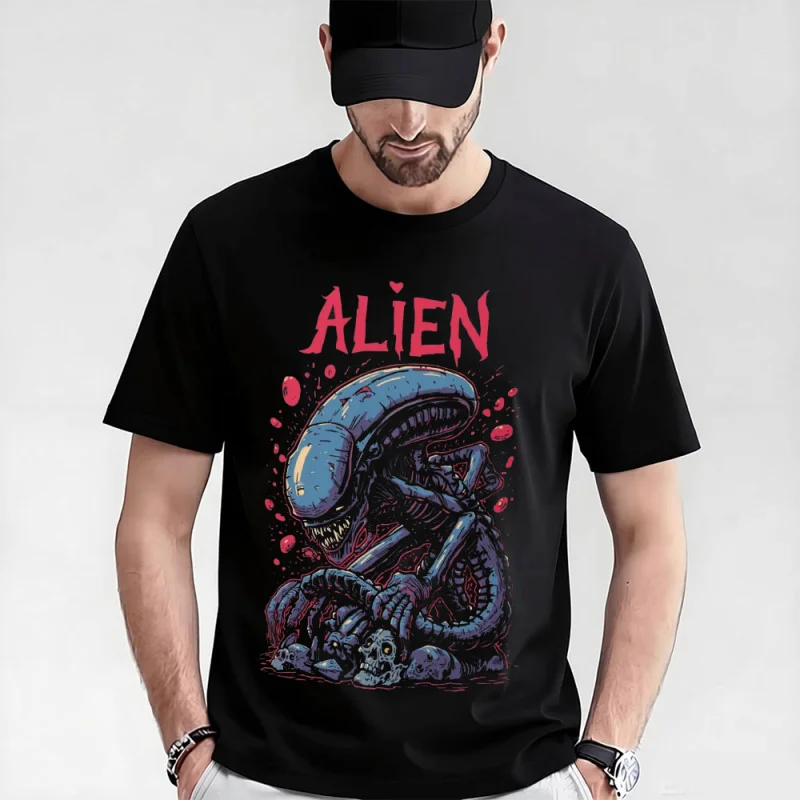 

Retro Horror movie Alien Sic-Fi Gift T-Shirt Weyland Xenomorphe Graphic clothes 0320 Large size tops S-6XL 100% cotton print Tee