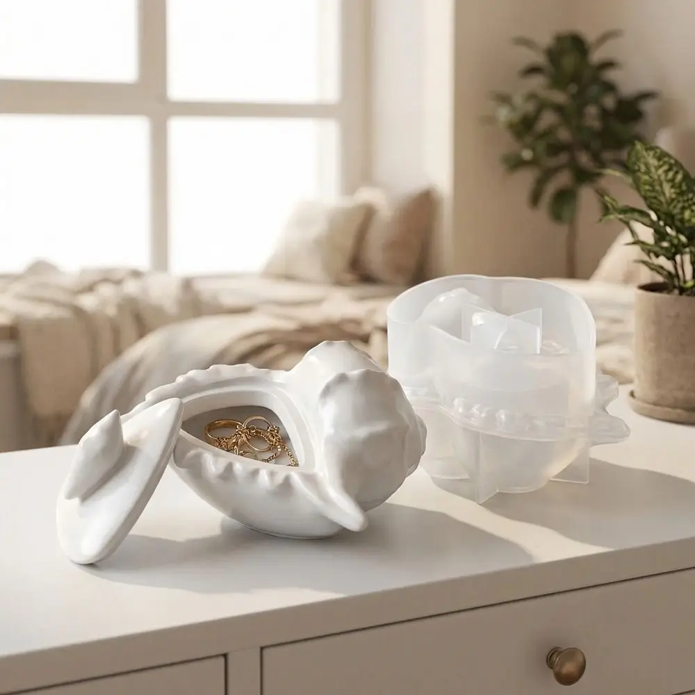 Creative Silicone Conch Shaped Mold Handmade with Lid Storage Box Mold Heat Resistant Non-Stick Candle Cup Mold Decorative Gifts