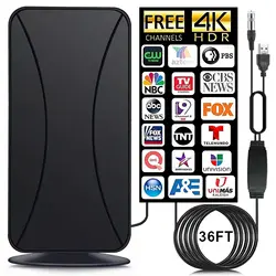 Antena de TV HD para DVB-T2, Antena Digital Interna, HDTV 25dBi, 800 Mile Booster, Antena interna ativa, Design plano