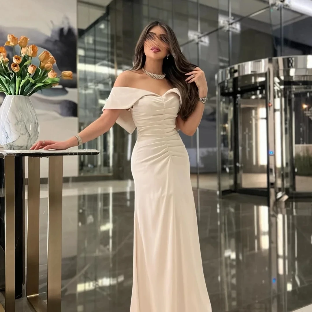 

Champagne Formal Party Long Bespoke Occasion Gown Evening Dresses Pastrol Unisex Jersey Retro Dubai Saudi Arabic Prom Customized