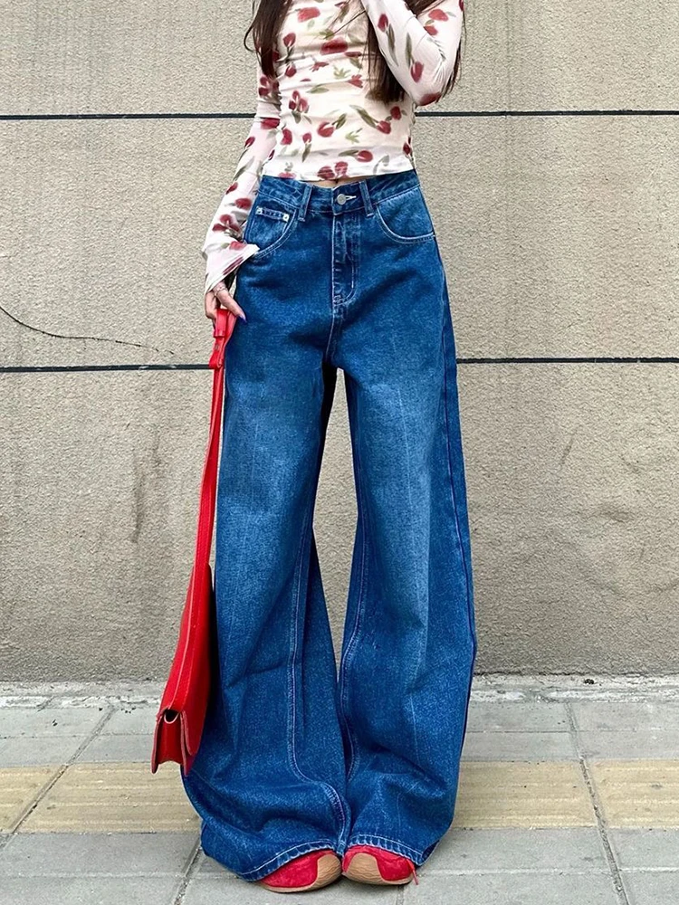 Y2K Spicy Girl Jeans Women Retro High Waisted Wide Leg Loose Slimming Straight Leg Floor Length Casual Drape Trousers