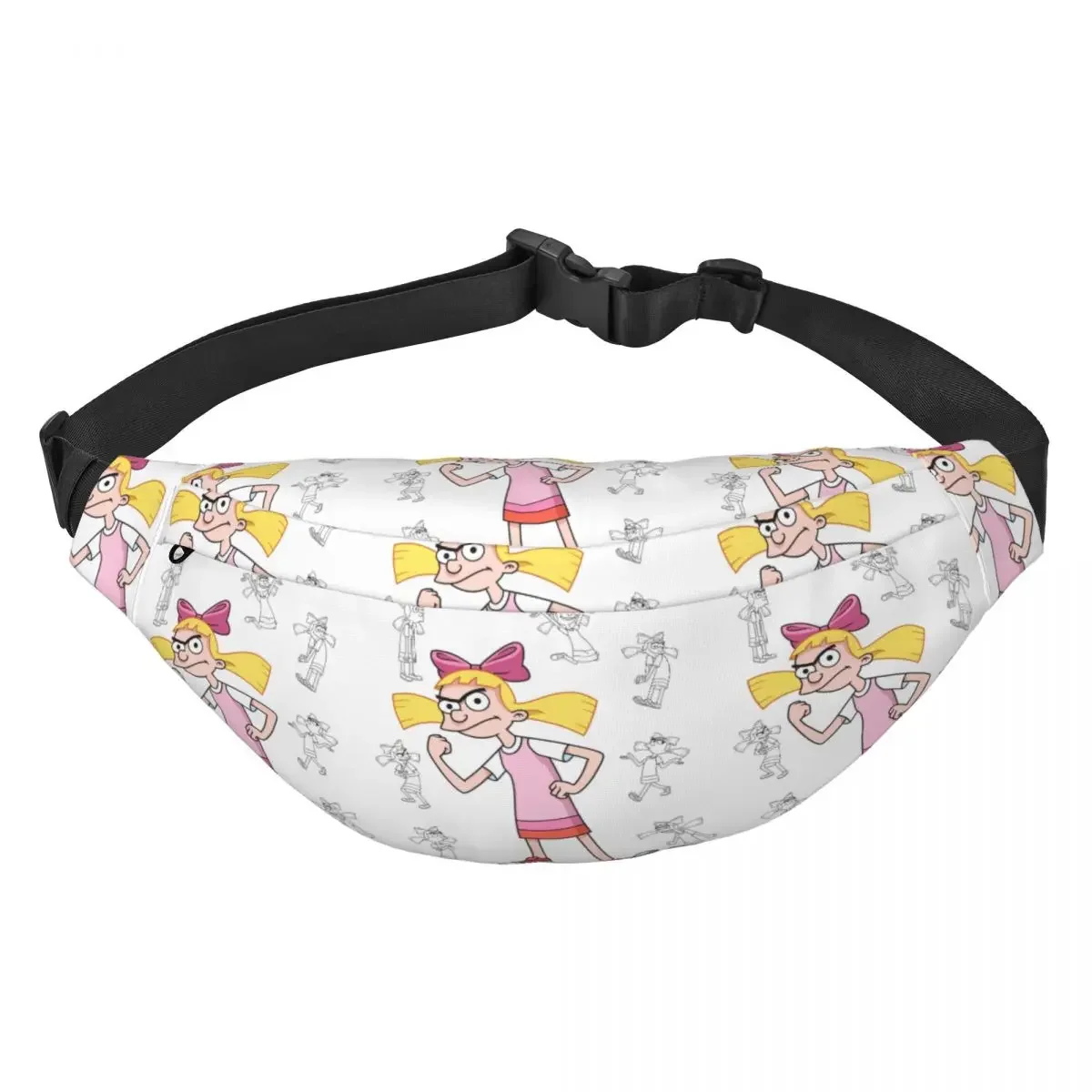 Custom Casual Hey Arnold Fanny Pack Women Men Helga Pataki Cartoon Animated Sling Crossbody Waist Bag Cycling Phone Money Pouch