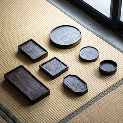 Solid Wood Tea Tray, Ebony Pot Bearing, Dry Bubble Table