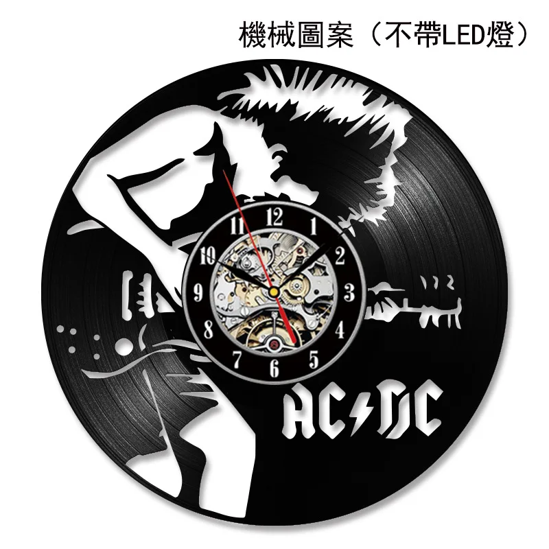 Creative ACDC Wall Clock Vinyl Record Room Art Decor Modern Design Home Decor Retro