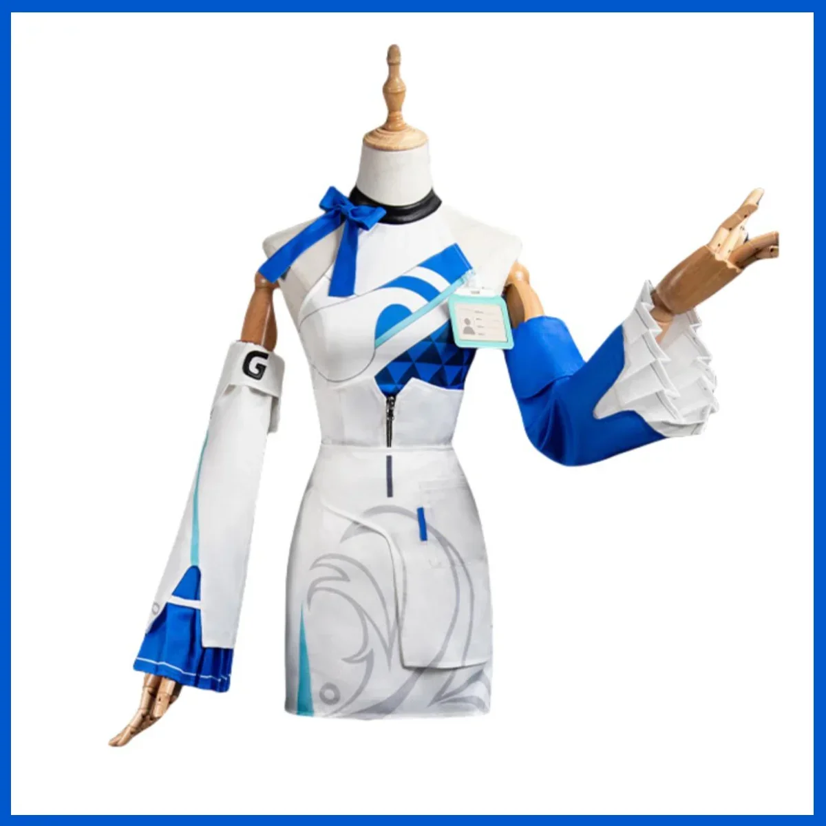 Anime Game Wuthering Waves Yinlin Cosplay Costume GS 25 Wig Blue Dress Uniform  Woman Sexy Sailor Halloween Roleplay Suit