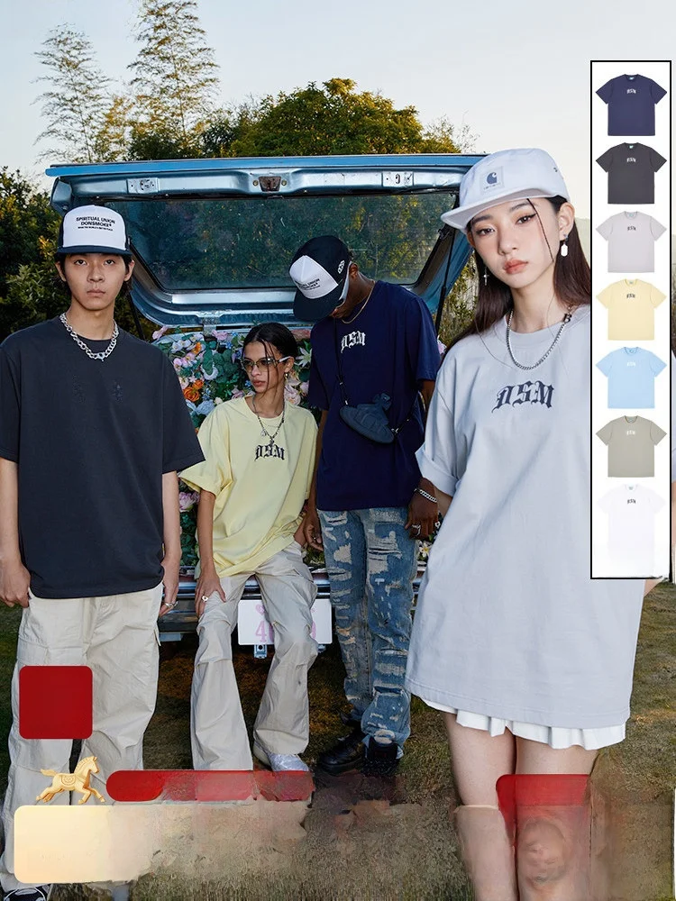 

Loose Fit American Gothic Font Lettering Sun Protection ort Sve T-irt Done Breathable Pure Cotton ex Youth Fas...