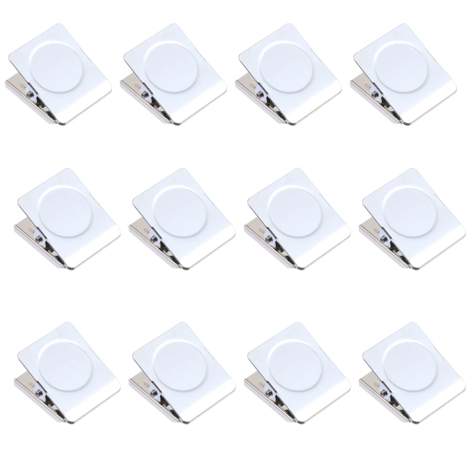 

12 Pcs Magnet Clamp Refrigerator Magnetic Clip Heavy Stainless Steel Memo Square Office