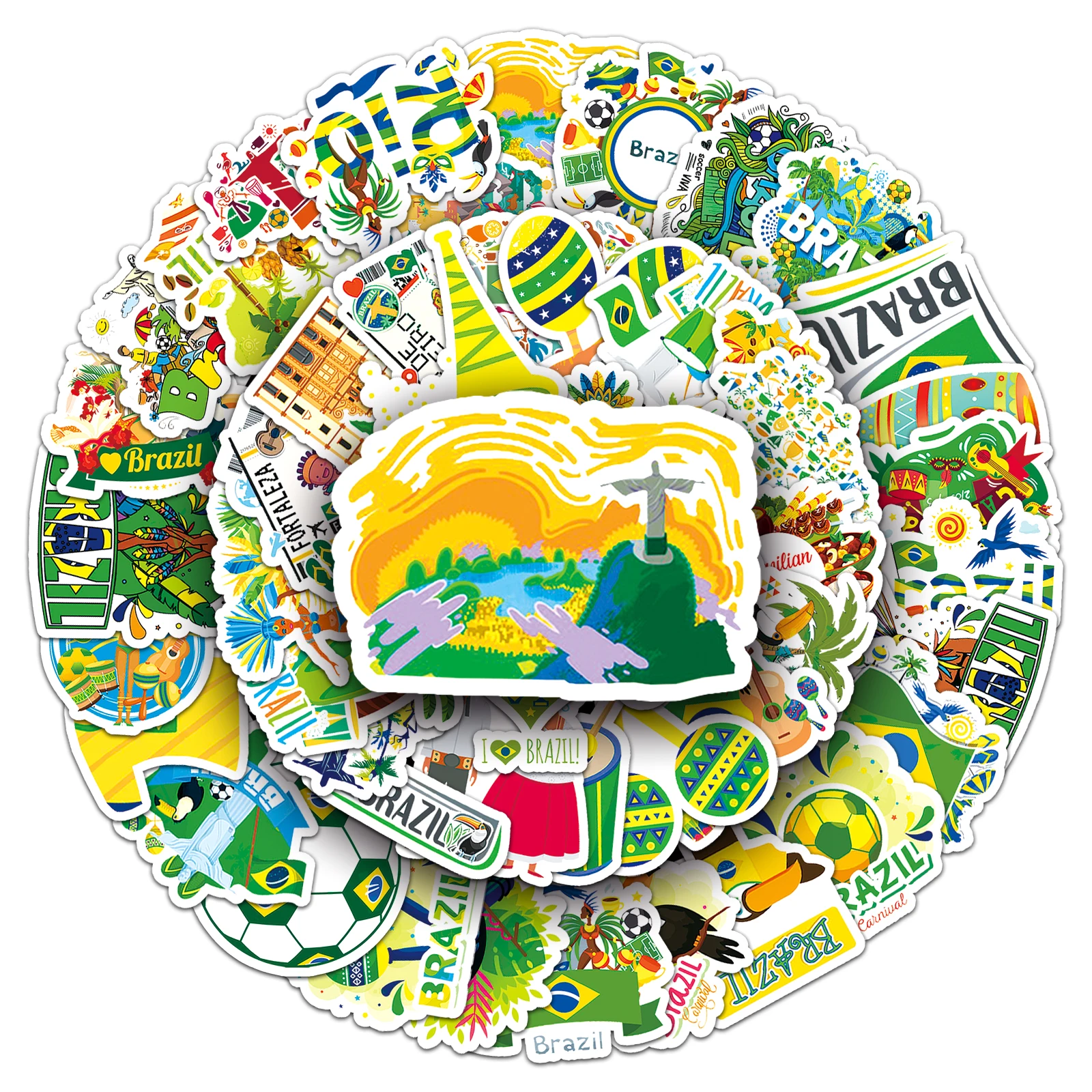 50pc Brazil Series Cartoon Cute Graffiti Stickers Suitcase Laptop Skateboard Personalized Stickers