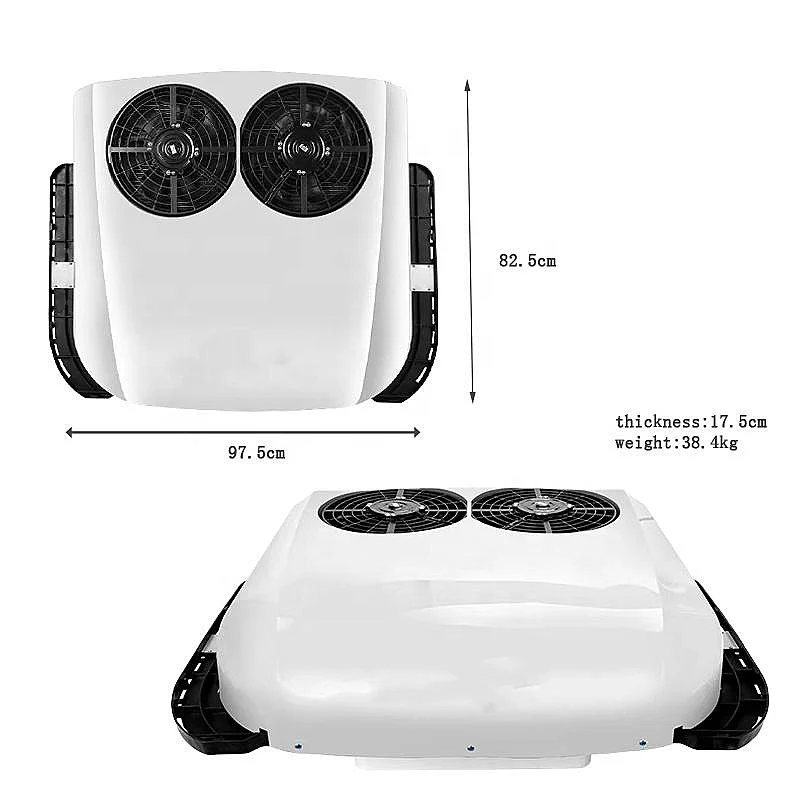 مكيف هواء ركن السيارة ثنائي المروحة مثبت على الأعلى 12 فولت/24 فولت تيار مستمر مع تحكم ذكي في التردد المتغير والتبريد السريع للسيارات #4