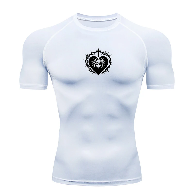 قميص رياضي أنيق سريع الجفاف مضغوط للرجال في صالة الألعاب الرياضية والجري، قمصان علوية، قميص داخلي، ملابس رياضية