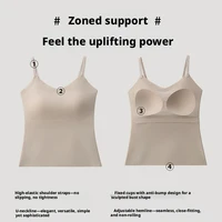 Débardeur long femme tendance à col en V, dos élégant, avec soutien-gorge intégré et bonnets fixes, pour l'été, à porter seul ou en sous-vêtement 4