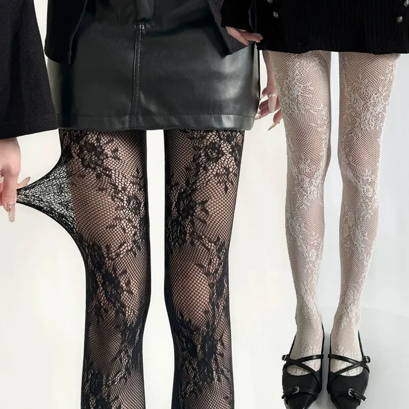 

Новинка 2023 года, колготки JK, высокоэластичные хипстерские леггинсы Y2k, готические цветочные ажурные сексуальные колготки, женские ажурные чулки для девочек