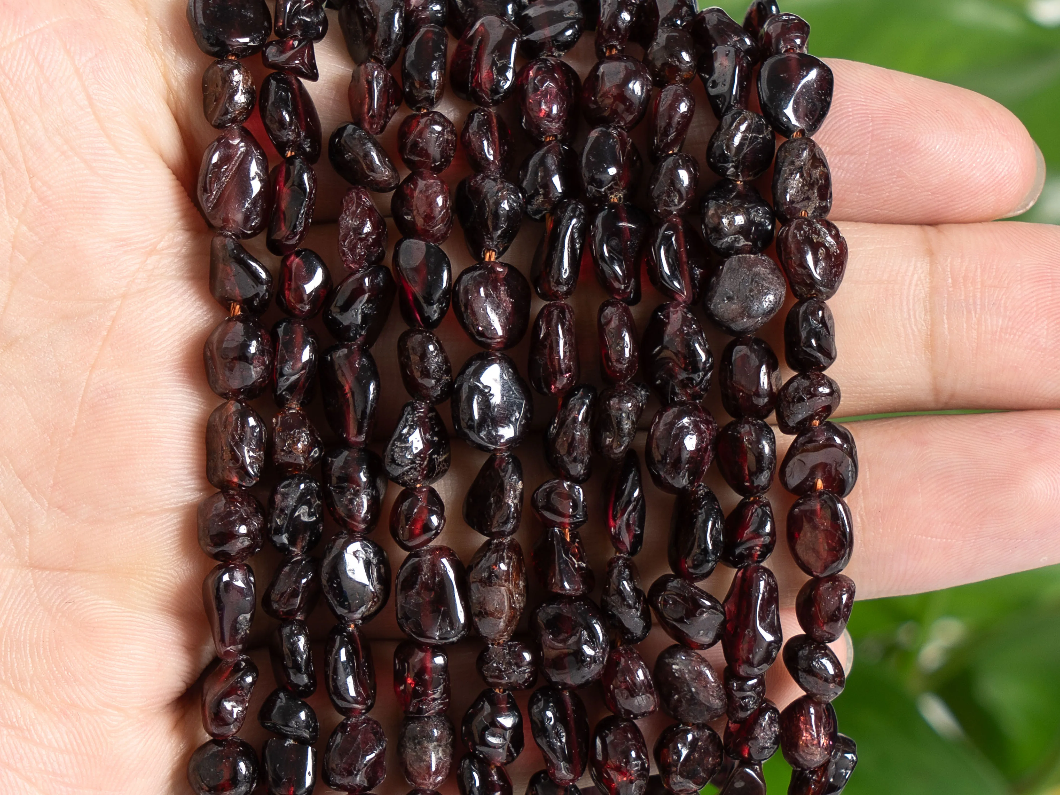 Wine Red Garnet Beads Pebble Nugget Grade AA Genuine Natural Gemstone Beads 7-9MM for Christmas Gift Jewelry Making