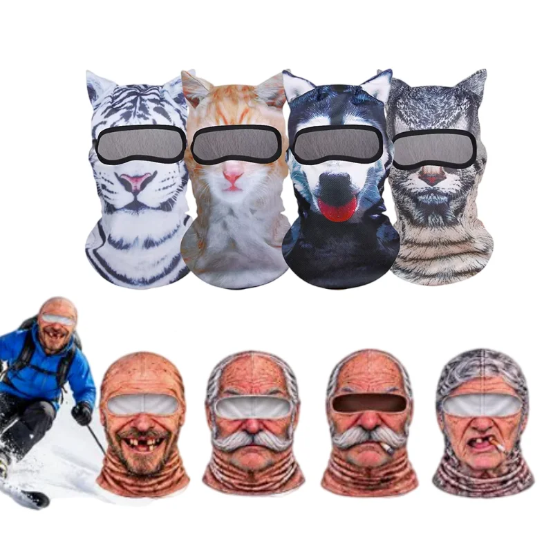 Funny 3D Face Balaclava Hat Full Face Covering Hood Balaclava Motorcycle Riding Skiing Face Mask Outdoor Warm Balaclava Hat