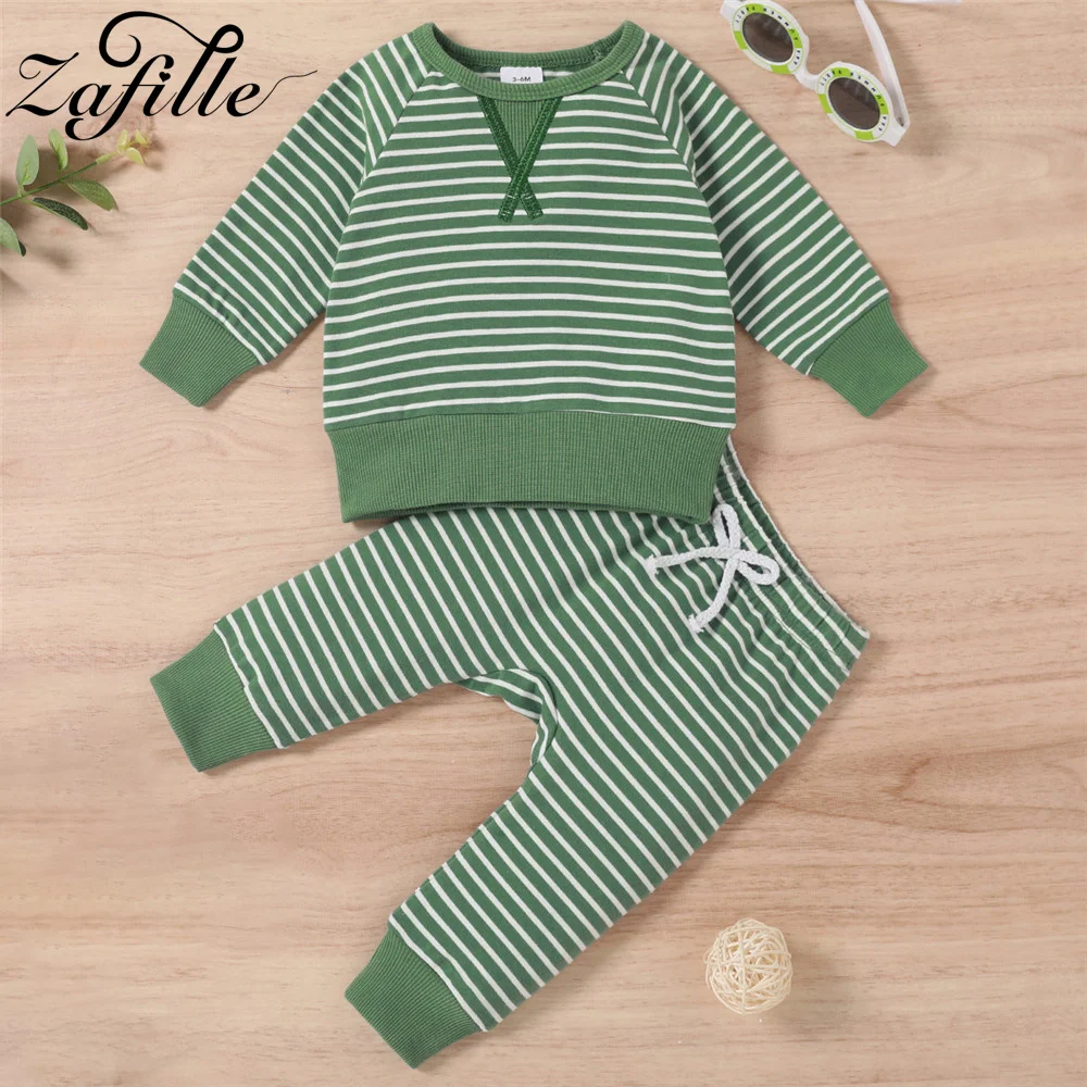 

ZAFILLE 0-3Y Baby Clothes Set Striped Hoodies+Pants Winter Kids Boys Clothing Toddler Girls Tracksuits Casual Children Outwears