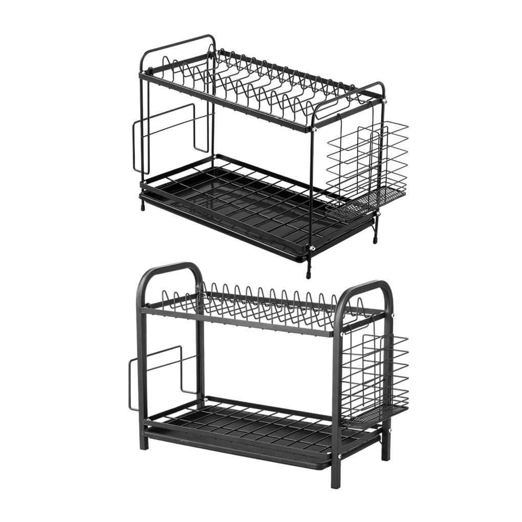 Multi-functional Kitchen Organizer Rack With Extra Thick Cups Metal Drainer Holder Drying Shelf Dish Anti-corrosion