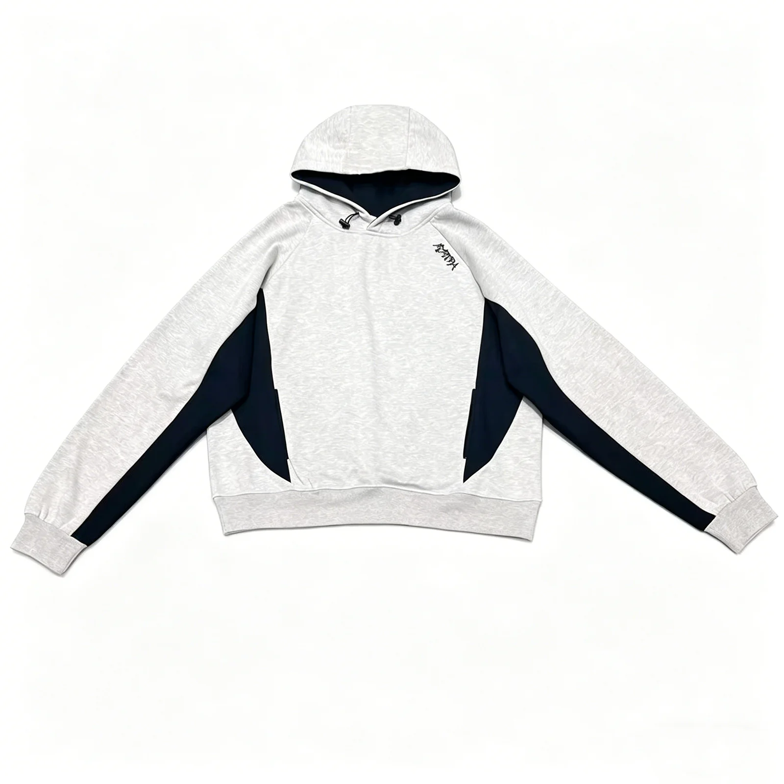 Men's Color Block Fleece Hoodie Oversized Embroidered Bat Sleeve Hooded Sweatshirt Streetwear Casual Pullovers Hoodies