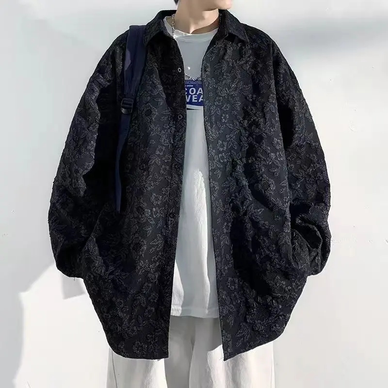 

High-end Shirt Men's Embossed Design Niche Couple Outfits Handsome and Loose