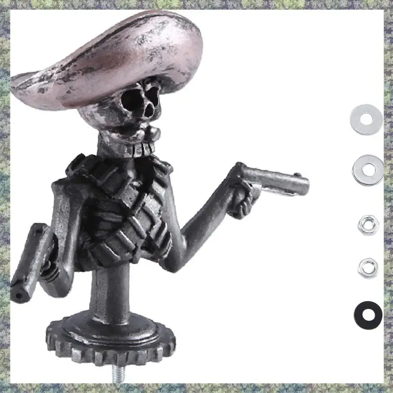 

WON 1 Piece Cowboy Skull Gunner Hood Decorative 11.5X15.2Cm Resin Sculpture Decoration Decorative Ornaments