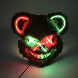 LED Bloody Bear Maske Halloween Maskerade Plüsch Braunbär Maske Light Up Killer Assassinated Black Bear Spukhaus Maske