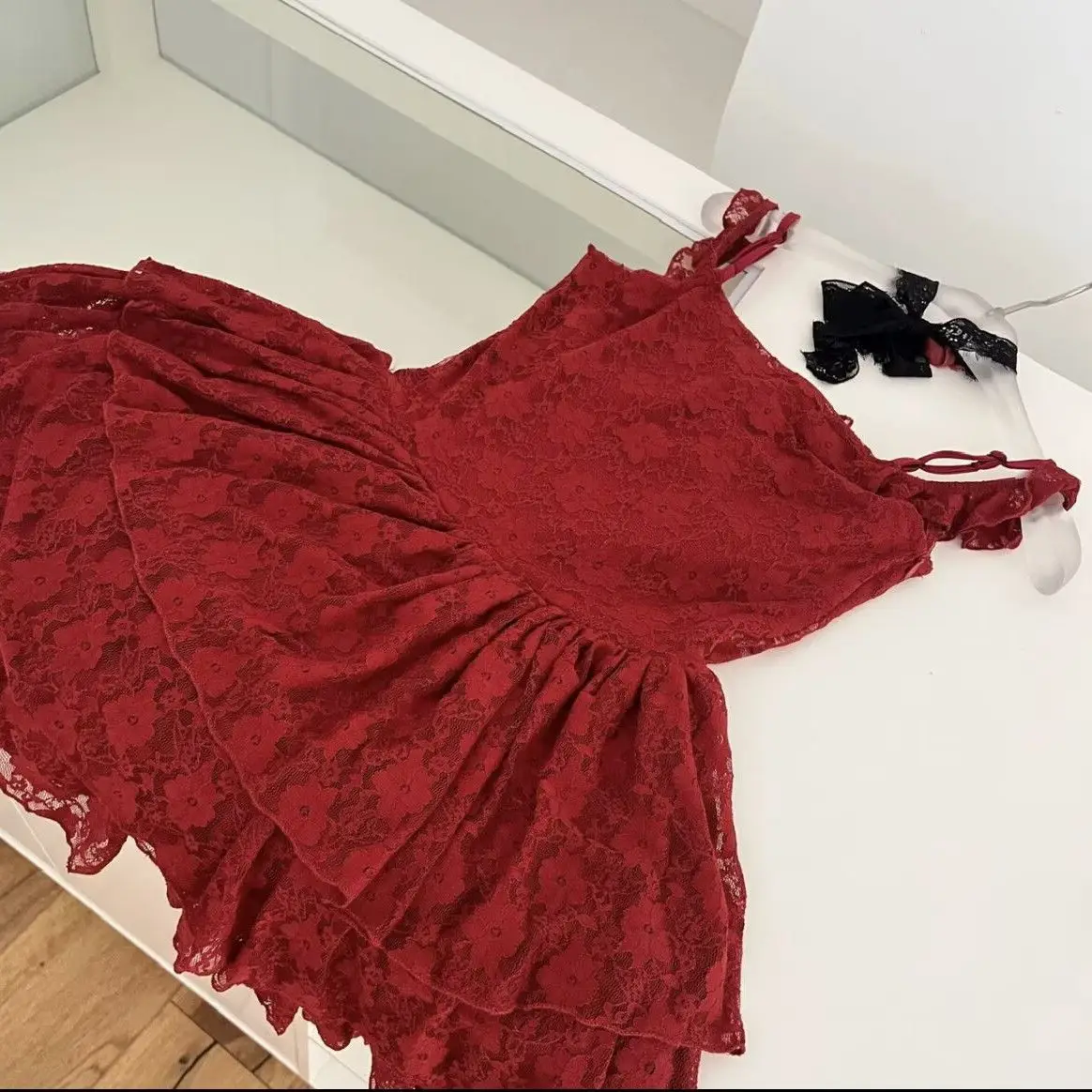 Feminino verde estilo fada vestido fino ajuste cinta de espaguete renda plissado hem malha vintage retalhos elegante kawaii roupa estética