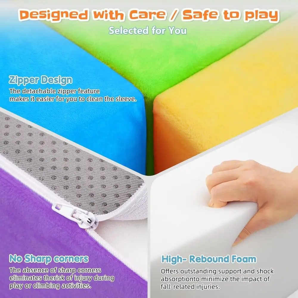 Miękkie piankowe klocki do wspinaczki dla maluchów, 6 sztuk - plac zabaw do użytku w pomieszczeniach z antypoślizgową podstawą, zabawa sensoryczna, zabawki do raczkowania i wspinaczki