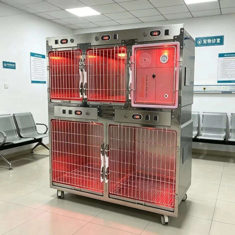 Factory Direct Customizable 304 Stainless Steel Veterinary Grade Pet ICU Oxygen Cage Water Resistant Secure