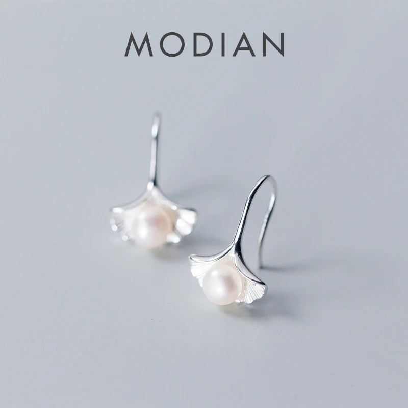 Modian New Sale Real 925 Sterling Silver Shell Pearl Drop Earrings Classic Elegant Charm Dangle Ear For Women Fine Jewelry Gift