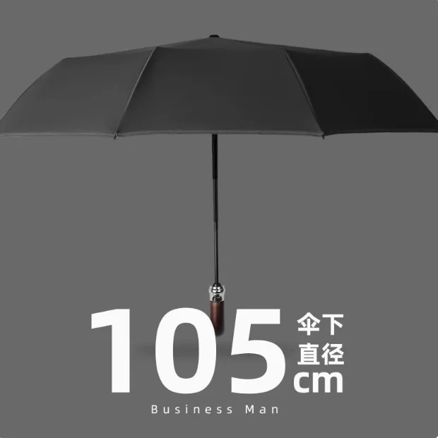 High End Business Mens Steel Large Double Automatic Umbrella Multiple Colors Windproof Anti Storm Foggy Blue Solid Black