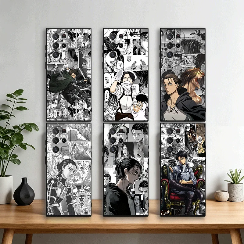 A-Attack On T-Titan Anime Phone Case Cover for Samsung Galaxy S22 S23 Plus S24 FE S25 Edge S26 Ultra S20 S21 + Black Soft Shell