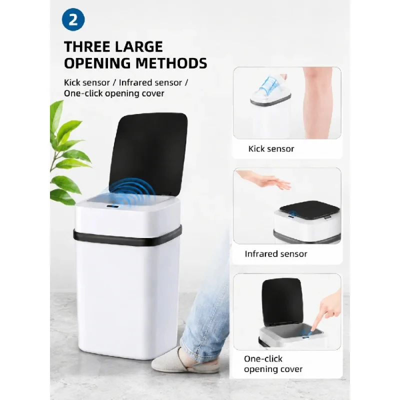 13L Waterproof Trash Can Waste Bin for Kitchen Bathroom Living Room-Durable Home Garbage Bin Kitchen Trash Can Bathroom Bin