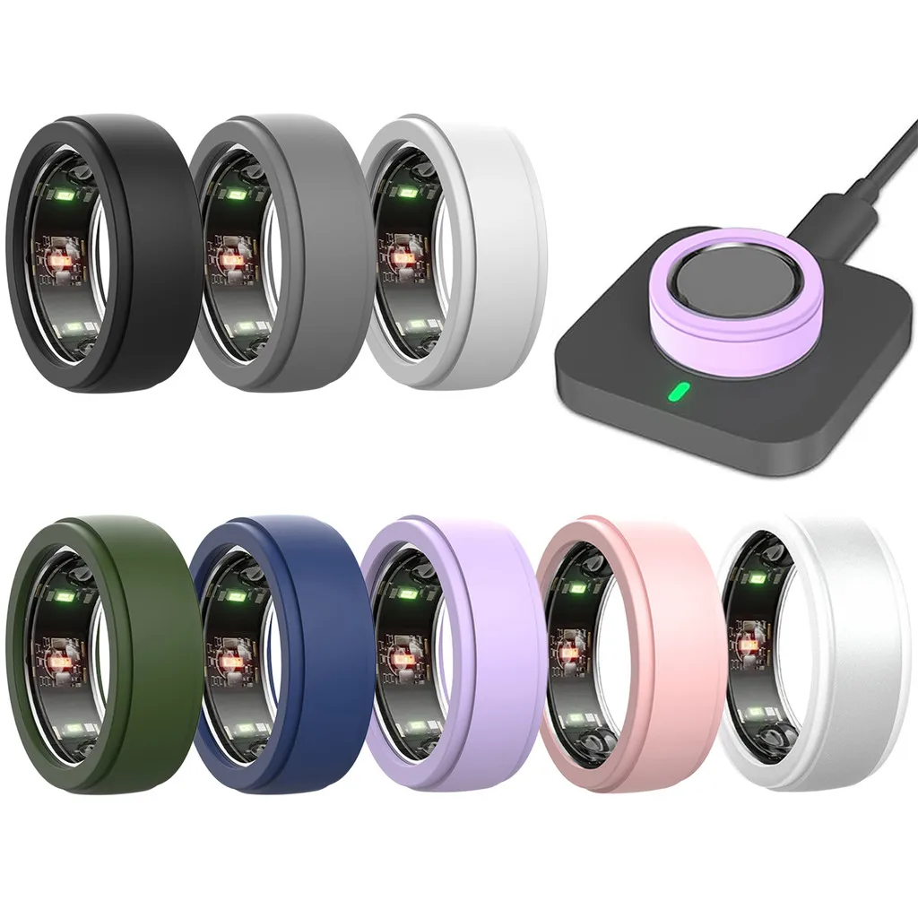 RingConn Gen 3 Gen2 Ultrahuman Ring Pro Air Protector用8個入りケース ソフトで伸縮性のあるシリコンカバー カバーを着けて充電も可能