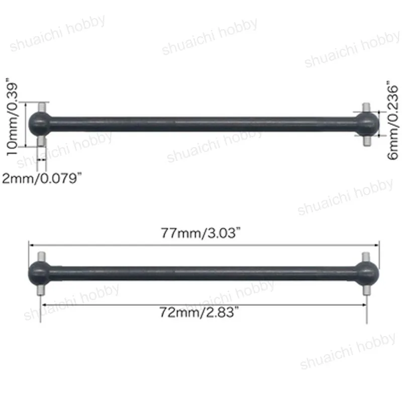 2 pezzi HSP 1:10 fai da te modello RC auto metallo Dogbone albero di trasmissione asse di trasmissione lunghezza asse 61mm 63mm 70mm 77mm 84mm 87mm