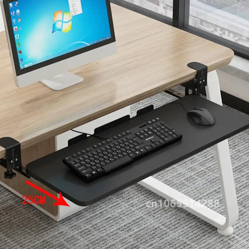 Keyboard Bracket Punch-Free Sturdy Clamp-On Slide Rail Keyboard Tray Under Desk Clip Table Mount Drawer Mouse Storage Rack