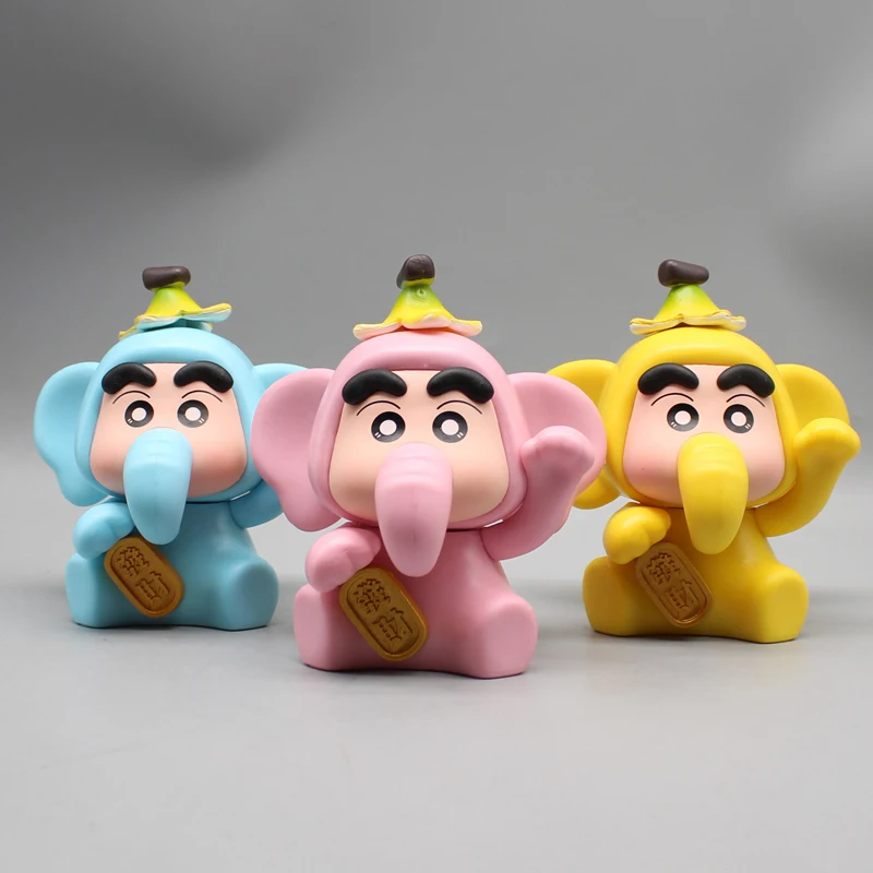 12cm Cartoon Gk Crayon Shin-Chan Cos Elephant Doll Elephant Costume Kawaii  Children Surprise Halloween Toy Gift Model Decoratio