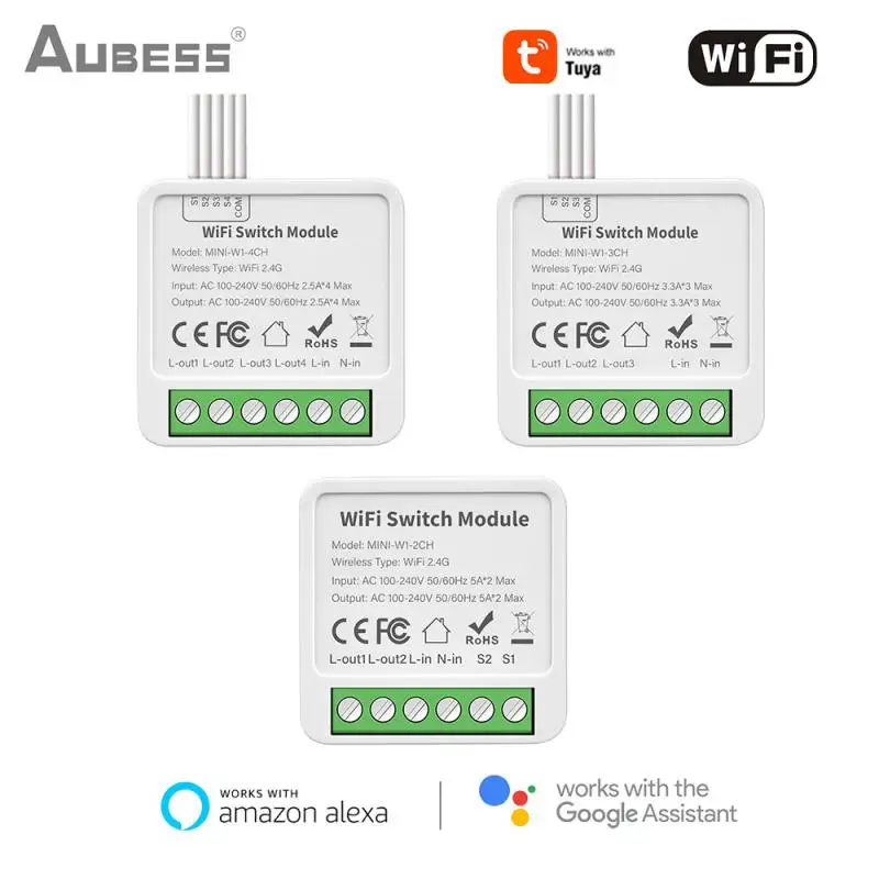 Tuya Wifi/Zigbee 16A Mini interruptor inteligente 1/2/3/4 Gang compatible con Control bidireccional con Smart Life Alexa Google Home Yandex Alice