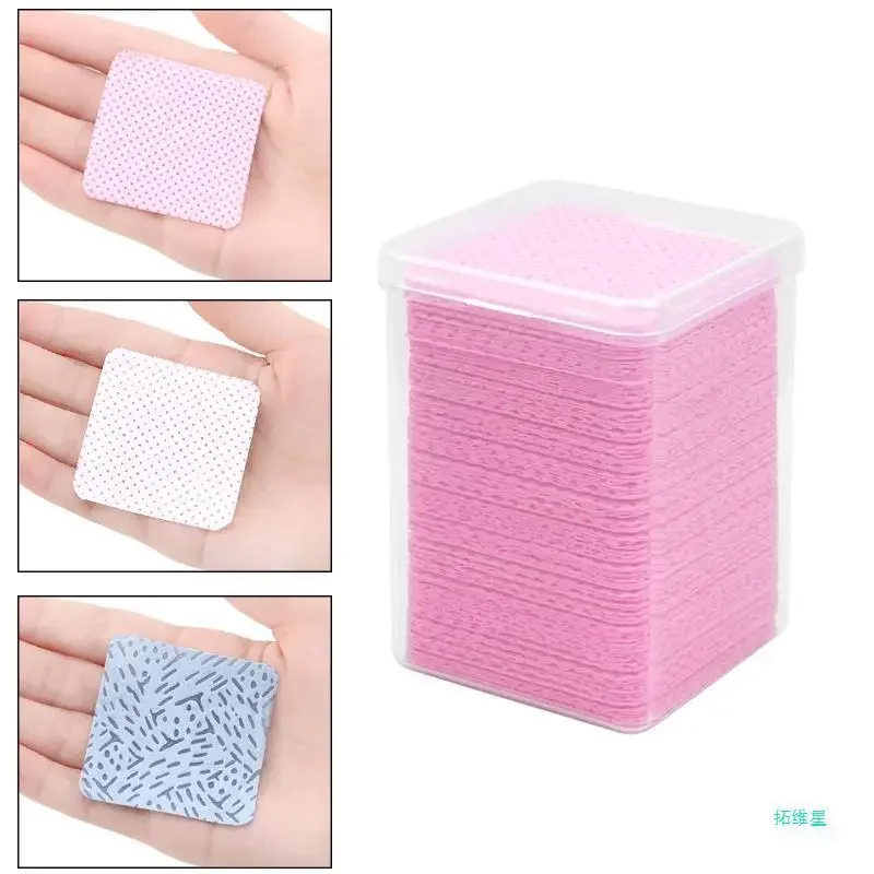 200PCS/Box Eyelash Glue Remover Cotton Wipes Prevent Clogging Clean Lint-Free Paper Pad Lashes Extension Glue Makeup Tools