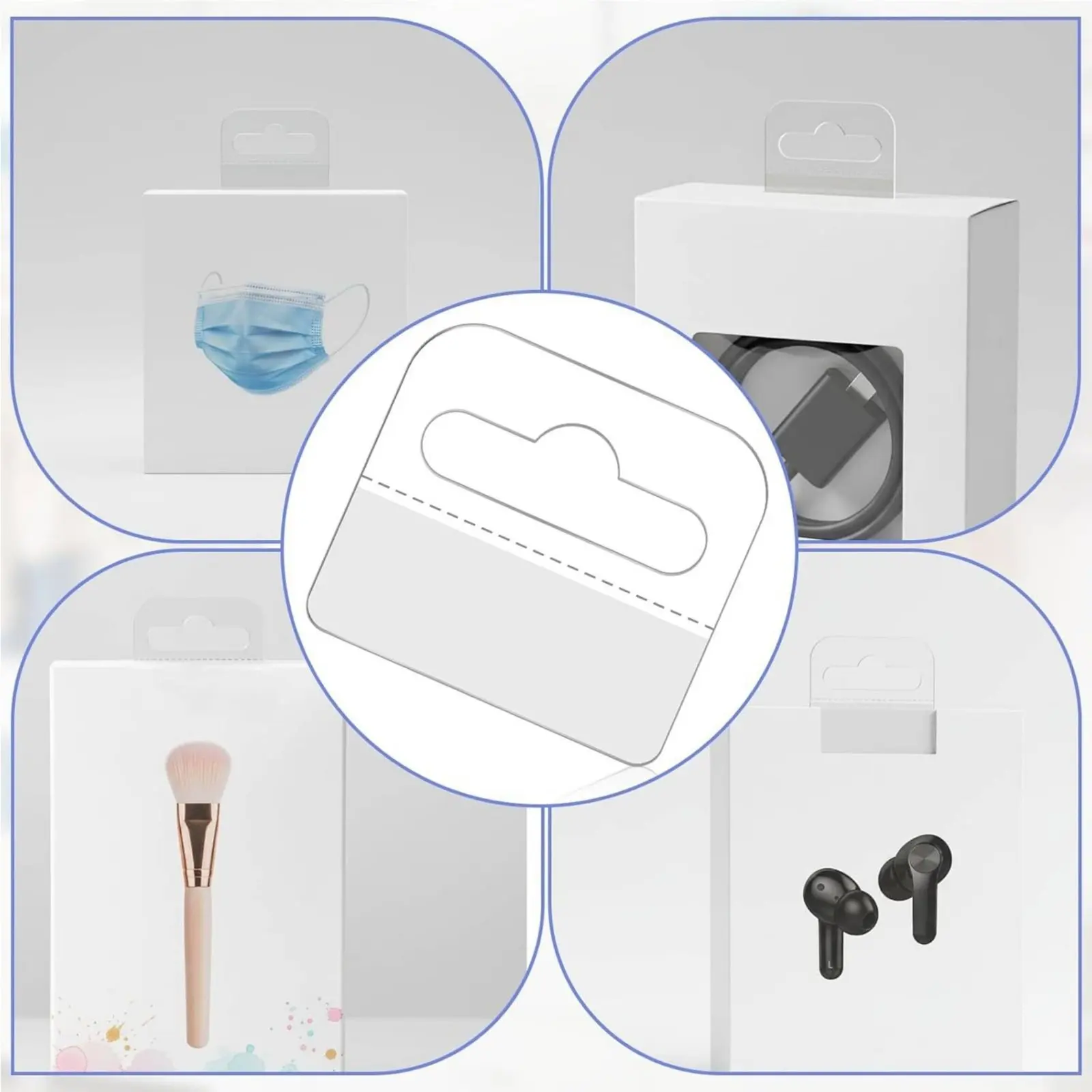 200 Pieces Auto-Adhesive-Adhesive Hang Tab No-Hole-No-Punch Adhesive Display Display Label Packaging Accessory Strong Adhesion