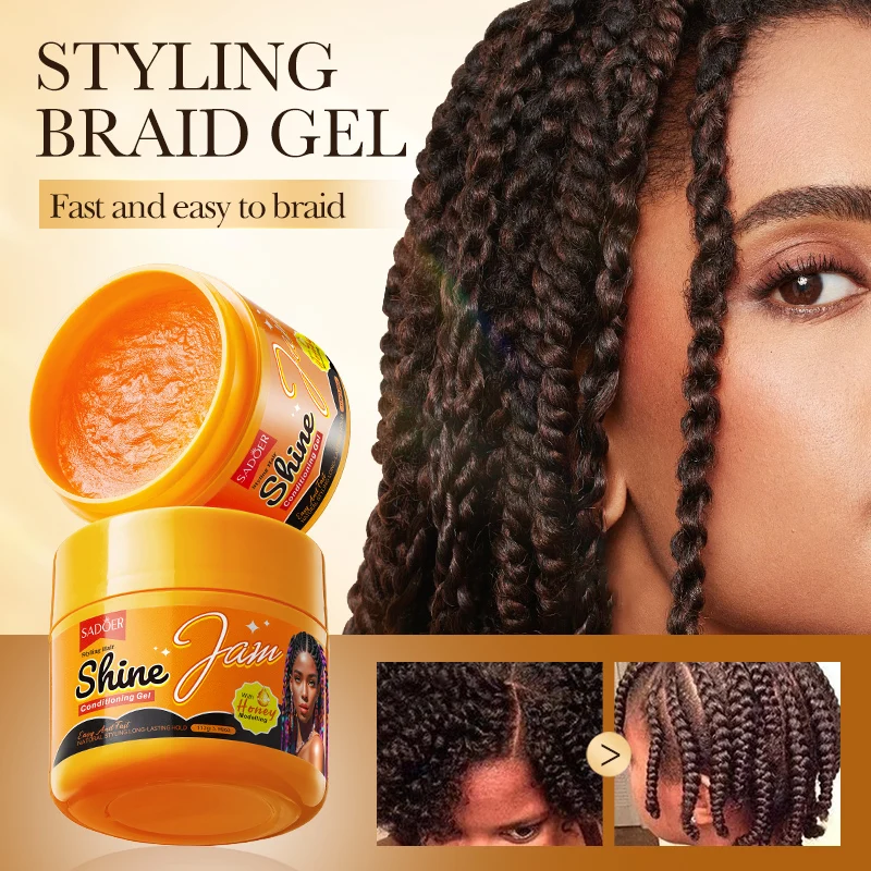 SADOER Shine Hair Gel Hair Styling Gel Edges Control Smooth Easy Braid Hair Conditioner Gel For Hair Curly Care