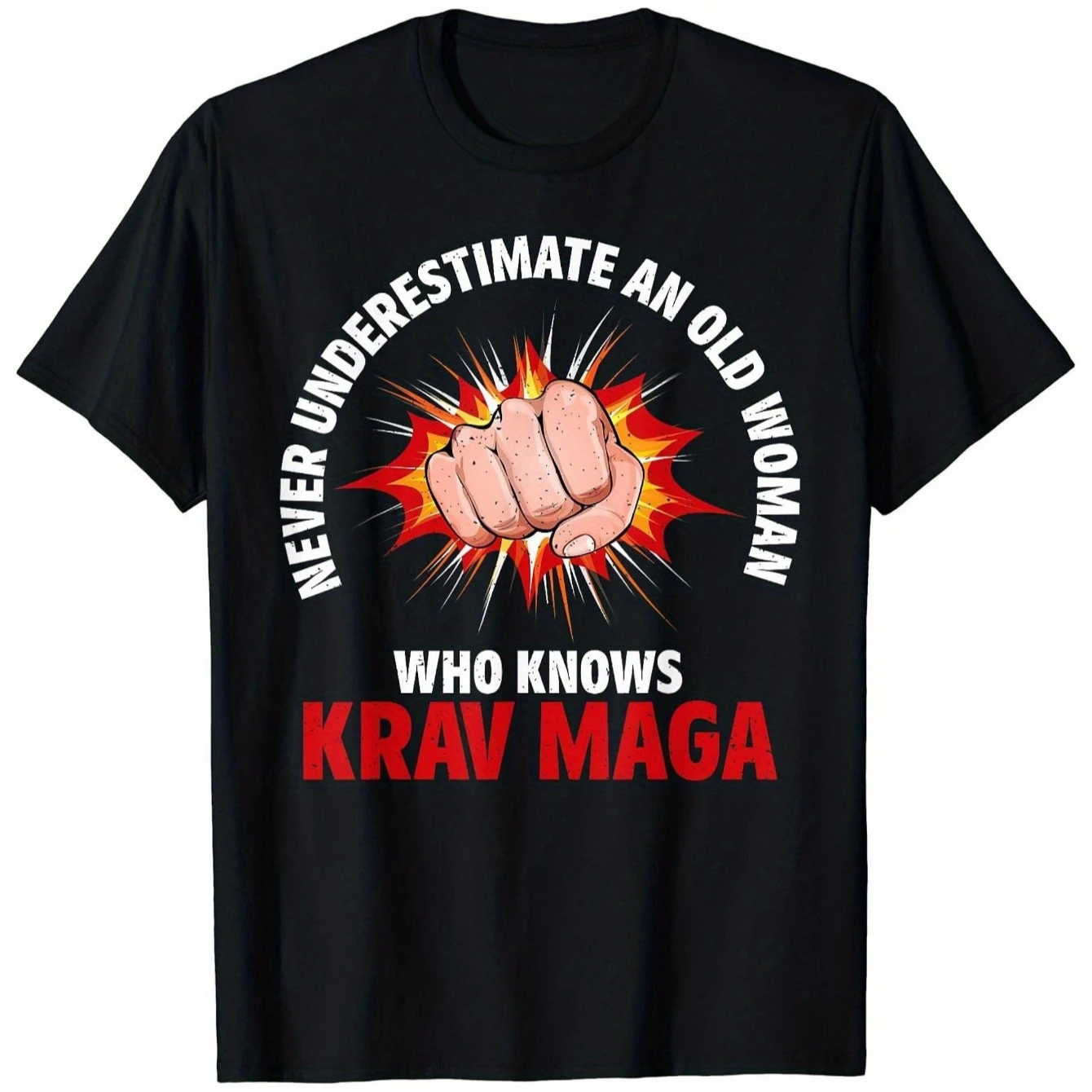 

Funny Krav Maga Slogan & Fist Explosion Graphic T-Shirt 100% Cotton O-Neck Short Sleeve Summer Casual Mens T-shirt Streetwear