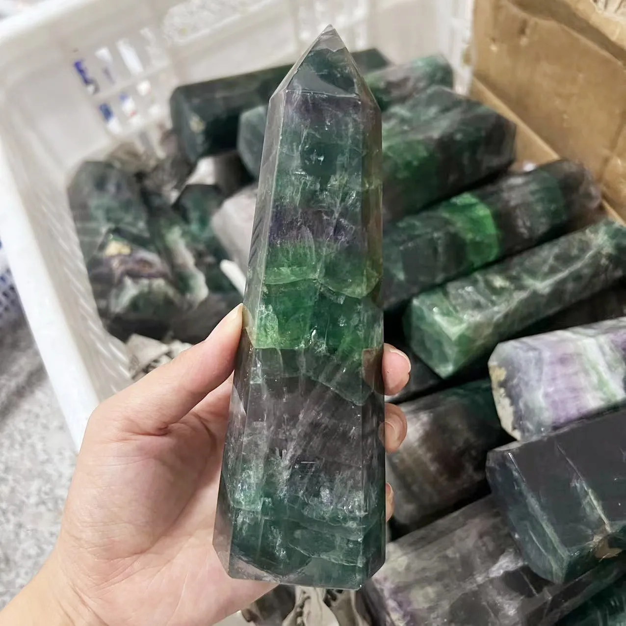 

Large fluorite Crystal Tower Natural Aquatic Agate Crystal Wand Reiki Healing