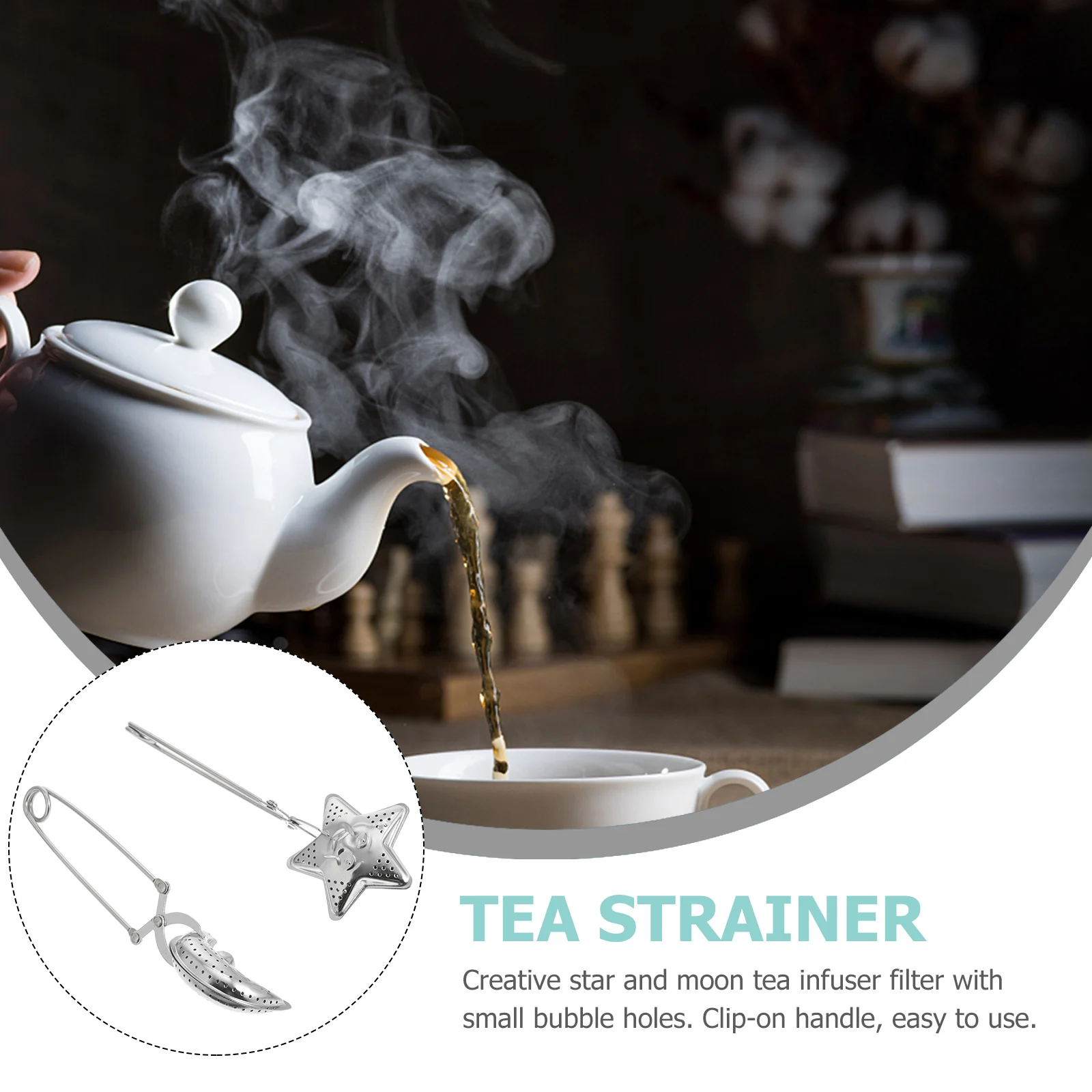 

2Pcs Stainless Steel Tea Strainer with Long Handle Silver Tea Leaf Pincer Infuser for Herbal Teas Home Restaurant Steeping