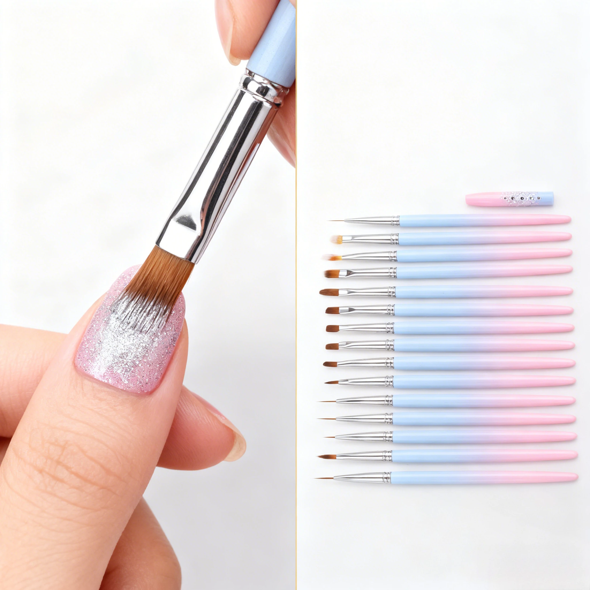 

15 Piece Floral Nail Art Brush Set Professional Acrylic Line Drawing Pens For DIY Nail Design And Salon Manicure Tools