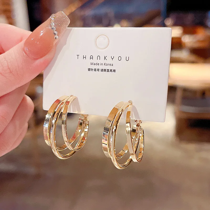 BLIJERY Multilayer circles small Hoop Earrings Brincos Celebrity Gold Color Metal Circle Earrings for Women Girls Jewelry Gift