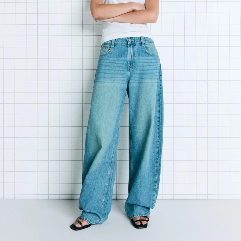 Combhasaki Women Vintage Retro Loose Fit Jeans Trousers Button Low Waist Denim Harem Long Pants with Multi Pockets Streetwear