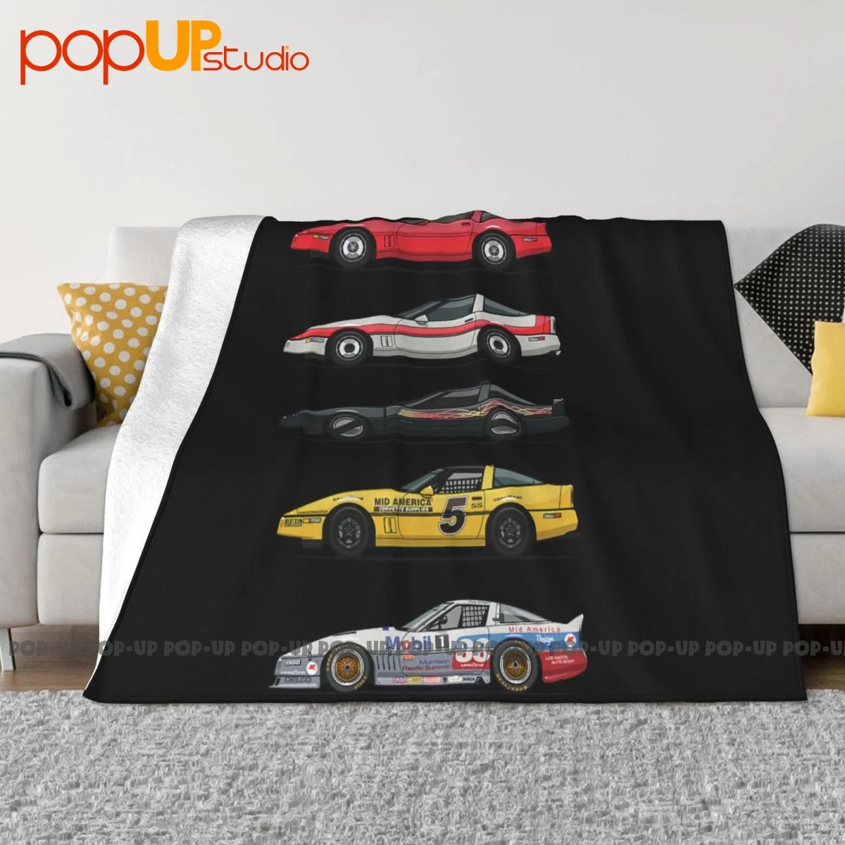 Stack Of Bowtie C4 Corvettes Coupes And Racecars Blanket Home Textile Home Decor Bedding Throws Mechanical Wash