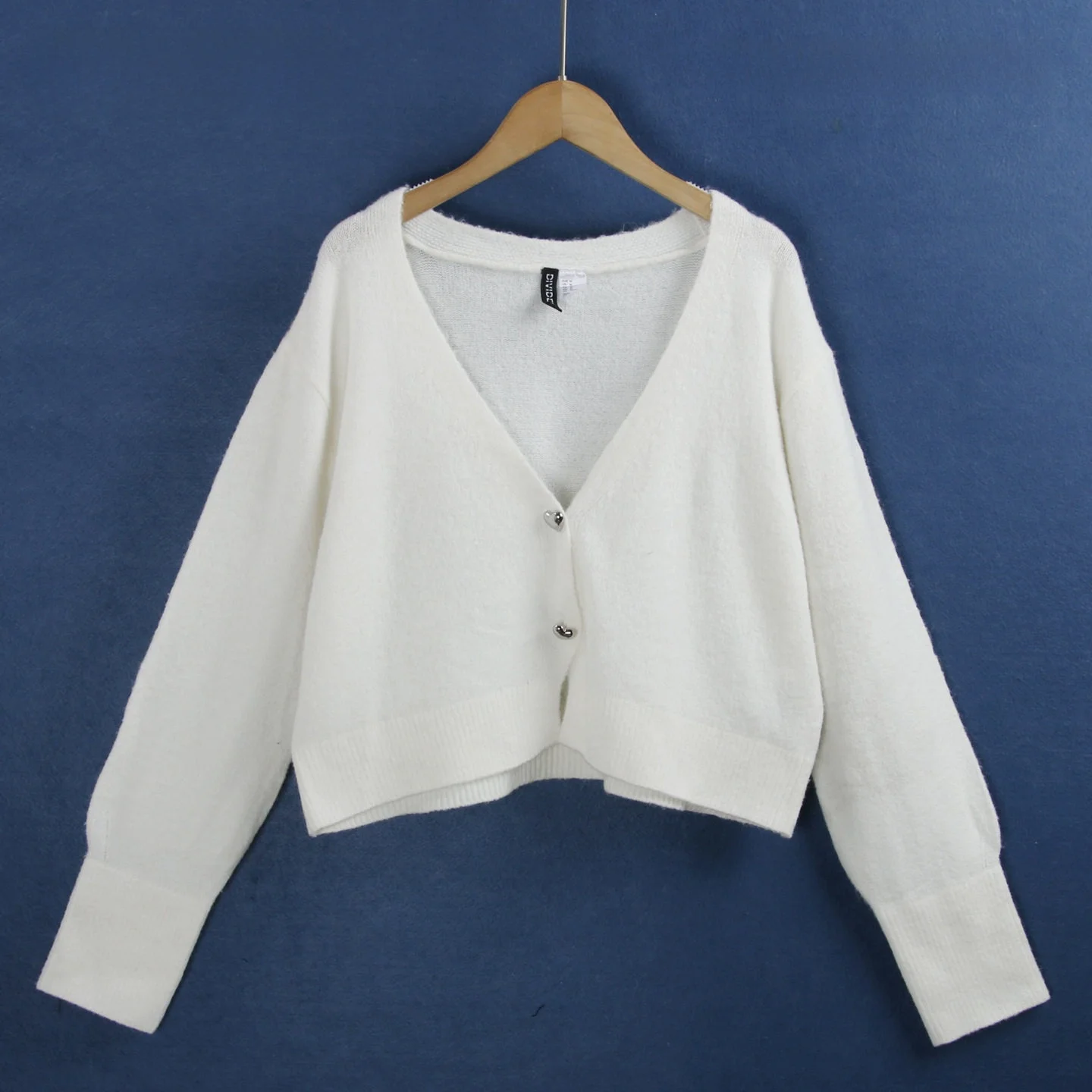 

1969 Heart Pattern Open Cardigan Sweater V-Neck Button up plus Size Black White Slimming Outerwear Knitwear for Women