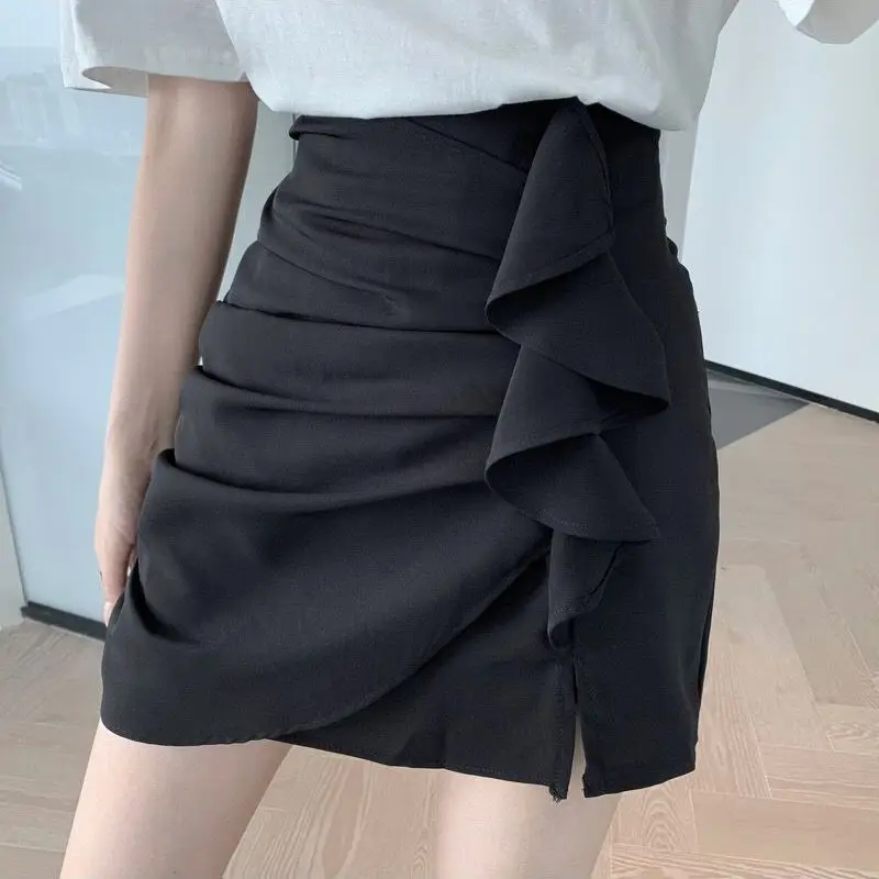

Женская мини-юбка нестандартной формы с рюшами, весна-лето 2021, модные тонкие юбки с высокой талией и разрезами, сексуальная уличная одежда Y2k